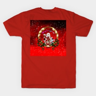 Santa Claus and cute elf wish you a merry christmas T-Shirt